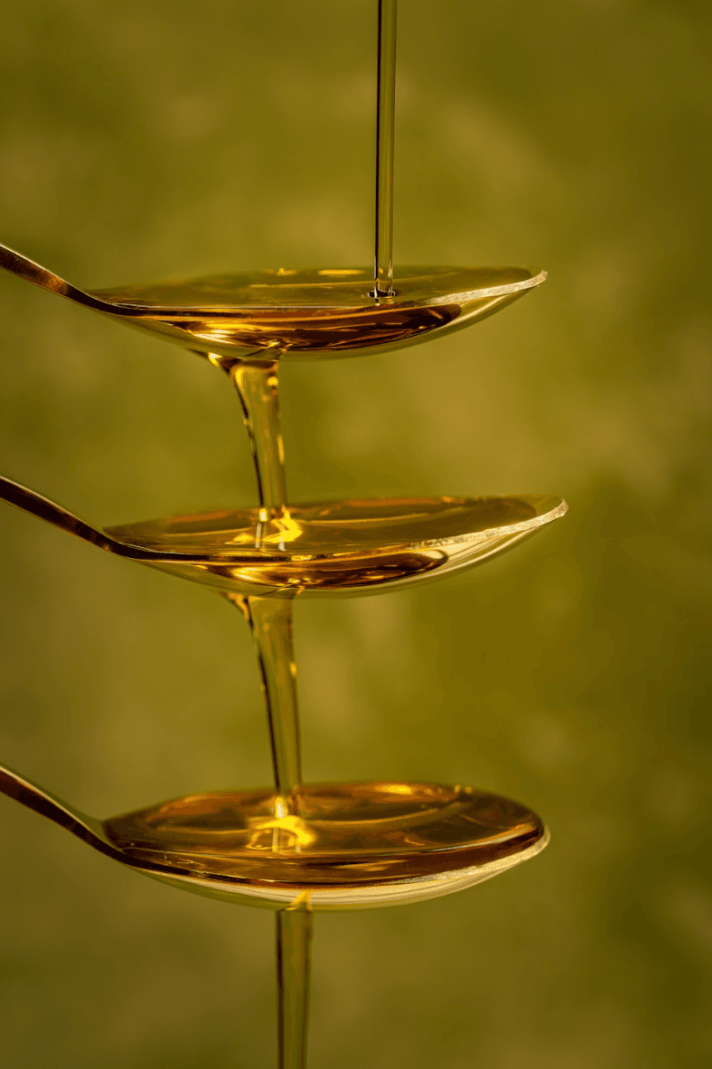 Bicchiere di olio extravergine pronto per l’assaggio
